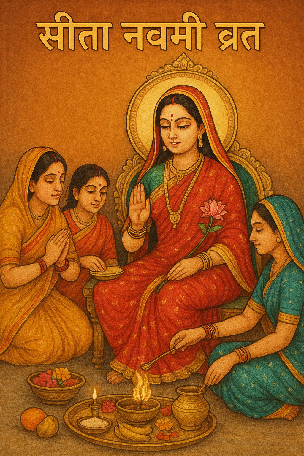 alt="सीता नवमी व्रत पूजा करते हुए महिलाएं"