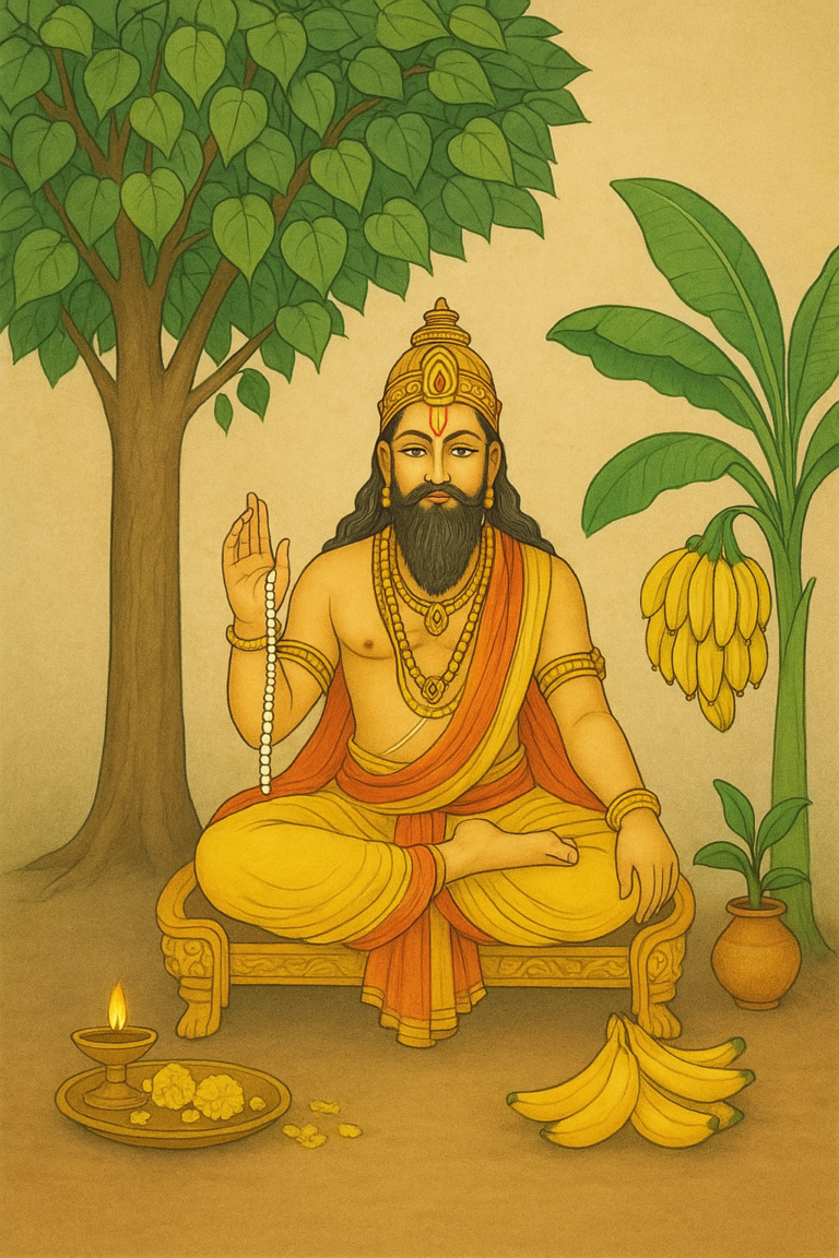 बृहस्पति देव की पूजा में पीपल और केले का महत्व