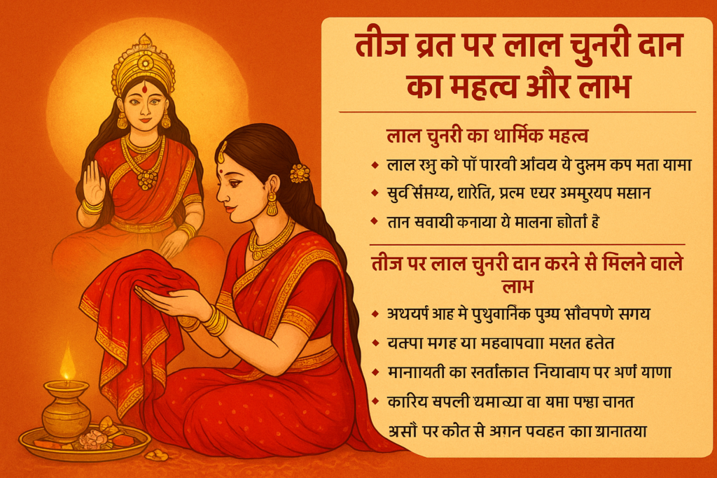 तीज व्रत पर लाल चुनरी दान का महत्व