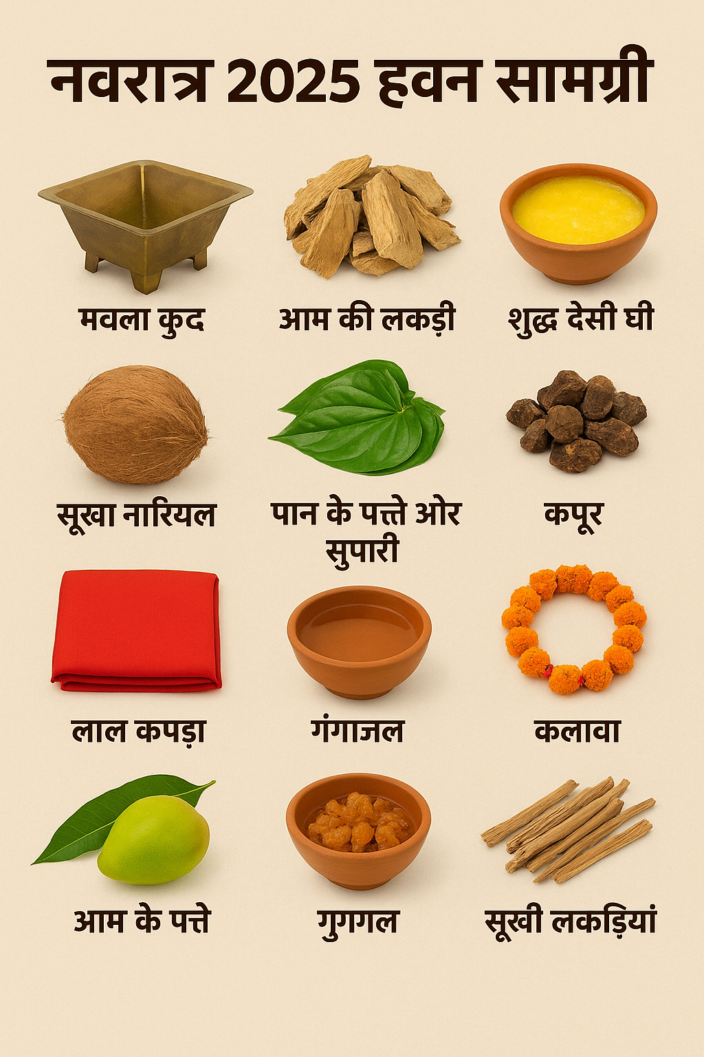 नवरात्र 2025 हवन सामग्री