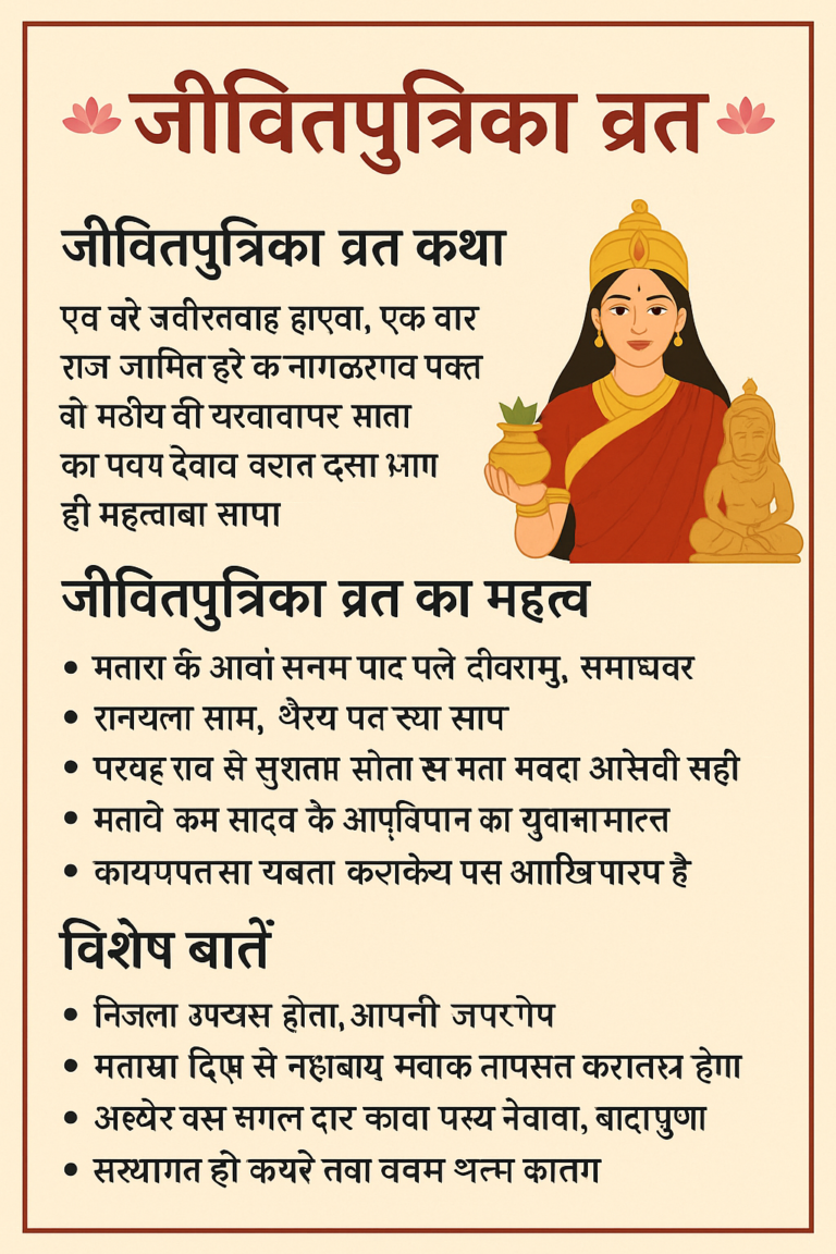 जीवित्पुत्रिका व्रत (जीउतिया व्रत) विधि और लाभ