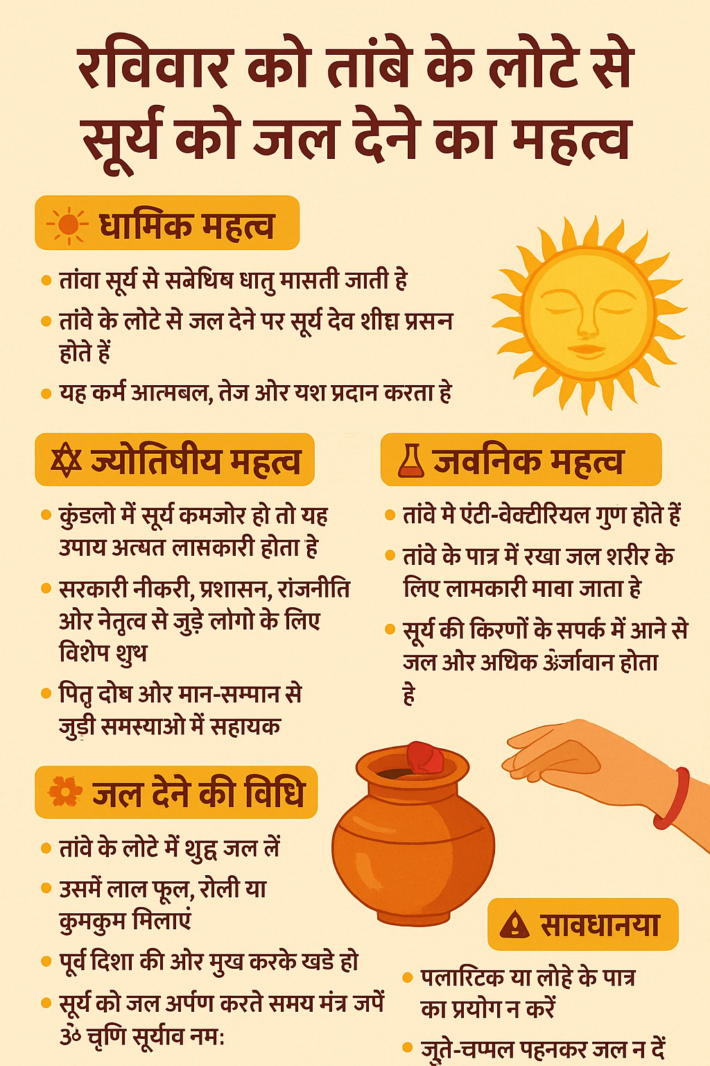 रविवार को तांबे के लोटे से जल देने का महत्व