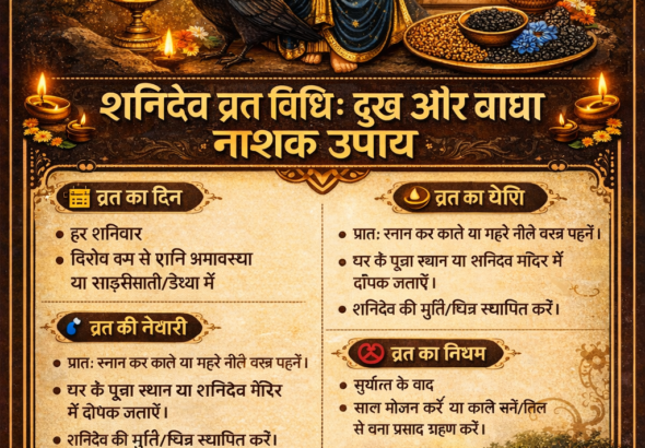 शनिदेव व्रत विधि: दुख और बाधा नाशक उपाय