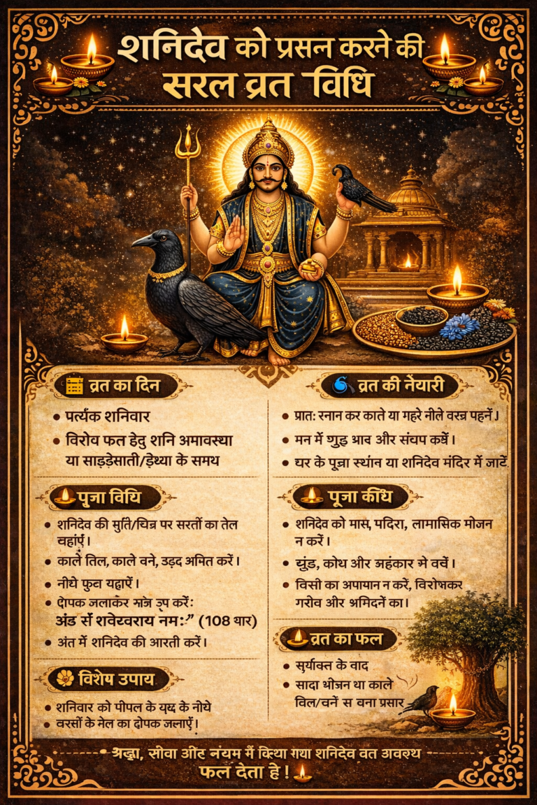 शनि देव को प्रसन्न करने की सरल व्रत विधि