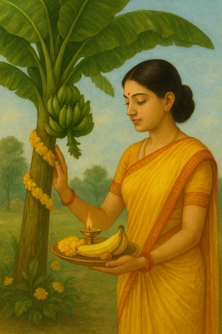 बृहस्पतिवार को केले के पेड़ संक्षेप विधि, मंत्र, कथा, आरती