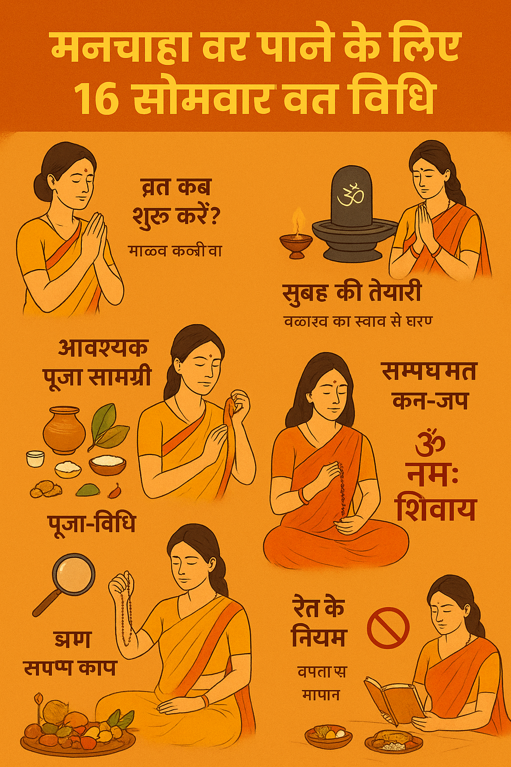 मनचाहा वर पाने के लिए 16 सोमवार व्रत विधि