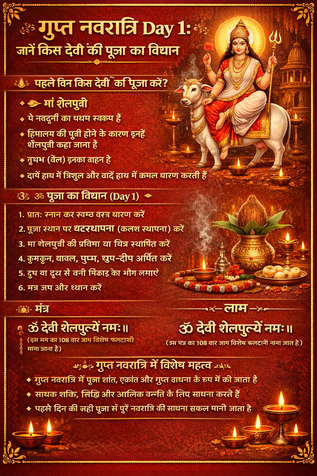 गुप्त नवरात्रि Day 1: जानें किस देवी की पूजा का विधान