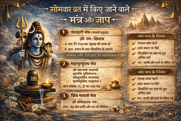 सोमवार व्रत में किए जाने वाले मंत्र और जाप