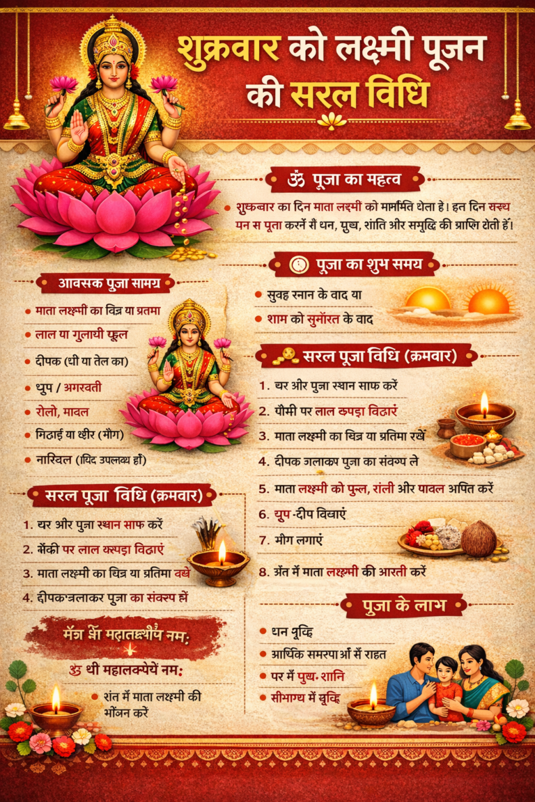 शुक्रवार को लक्ष्मी पूजन की सरल विधि