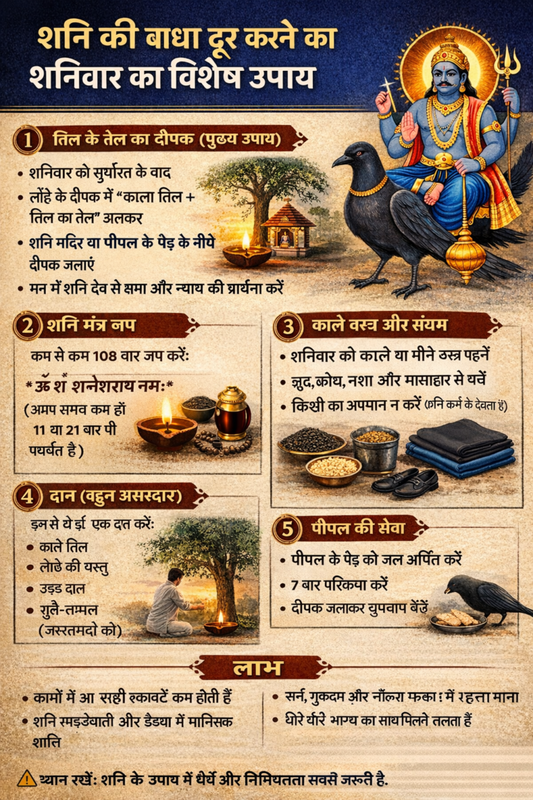 शनि की बाधा दूर करने के लिए शनिवार का विशेष उपाय