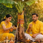 पीले वस्त्र पहनकर केले के पेड़ की पूजा विधि