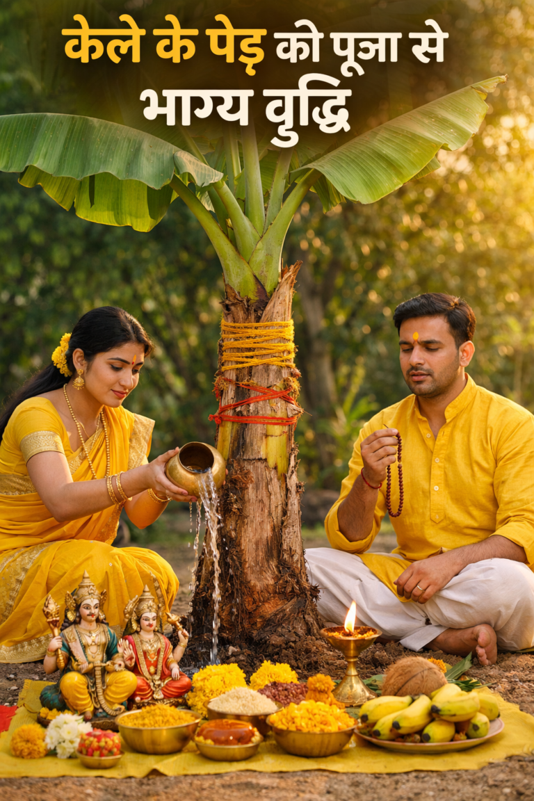 पीले वस्त्र पहनकर केले के पेड़ की पूजा विधि